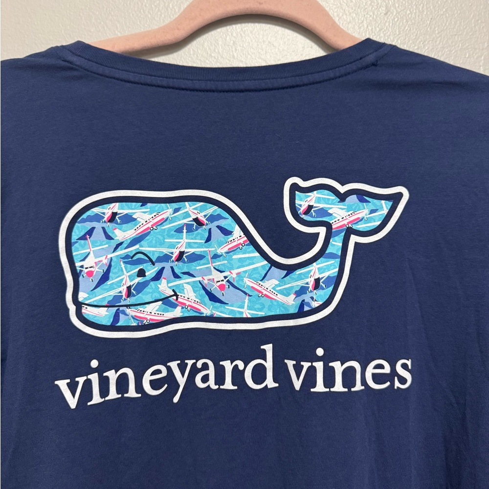 Vineyard Vines Navy Airplane Whale Long Sleeve Shirt - Picture 4 of 6